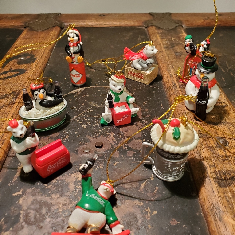 Vintage Coca-Cola Christmas ornaments- set of 9 mini ornaments.